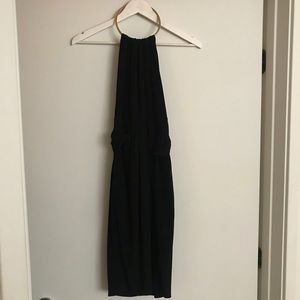 Calvin Klein Black Mini Dress w gold metal neck